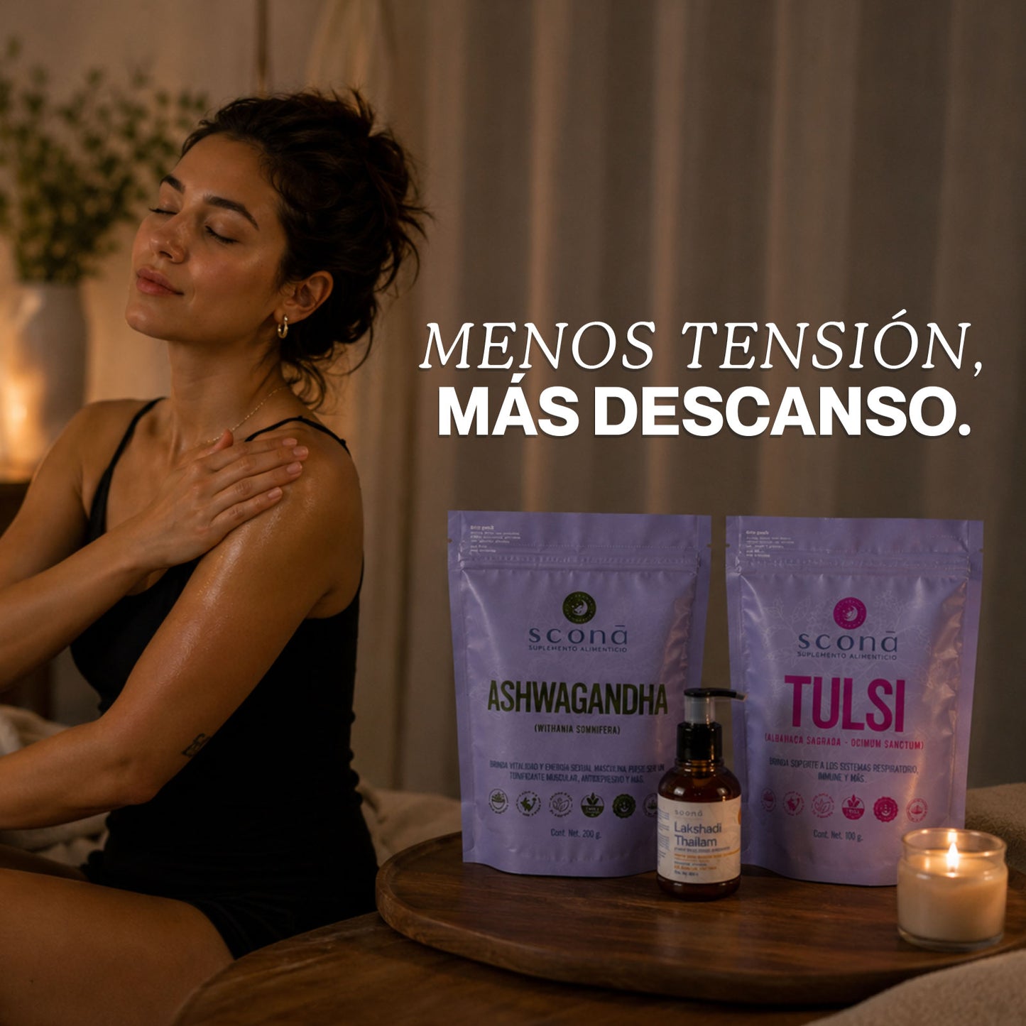 Kit Soona Calma y Descanso – Sistema Ayurveda  para Estrés, Tensión Mental y Mente Acelerada